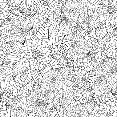 Elle çizilmiş zentangle çiçek süsleme için yetişkin anti stres.