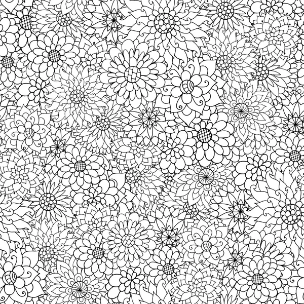 Ornement de fleurs en zentangle dessiné à la main pour adulte anti stress . — Image vectorielle