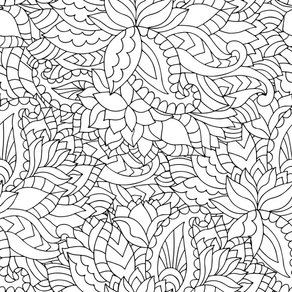 Handritad zentangle blomma prydnad för vuxna anti stress — Stock vektor