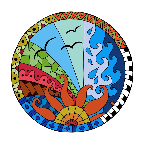 Mandala de jour dessiné à la main . — Image vectorielle