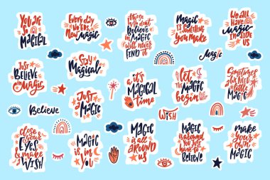 İlham verici alıntılar içeren şirin çıkartmalar çizdim..