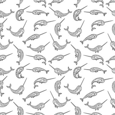 Denizgergedanlarında kusursuz desen. Siyah beyaz çocuk odası arka planı.