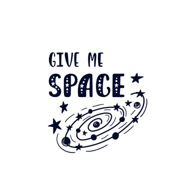 İlham verici vektör harfleri: Bana yer ver. El çizimi çocuk posteri. 