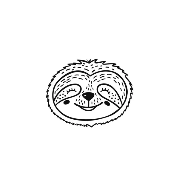 Doodle cara de oso perezoso para el diseño de impresión, póster, camiseta. Lindo personaje de dibujos animados. — Vector de stock