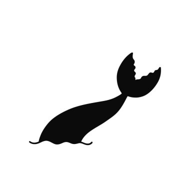 El çizimi deniz kızı kuyruğu silueti. Vektör simgesi izole edildi