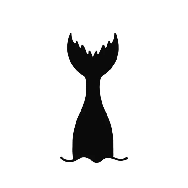Handgetekend silhouet van zeemeerminnen staart. Vectorpictogram geïsoleerd — Stockvector