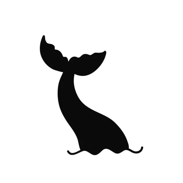 Handgetekend silhouet van zeemeerminnen staart. Vectorpictogram geïsoleerd — Stockvector