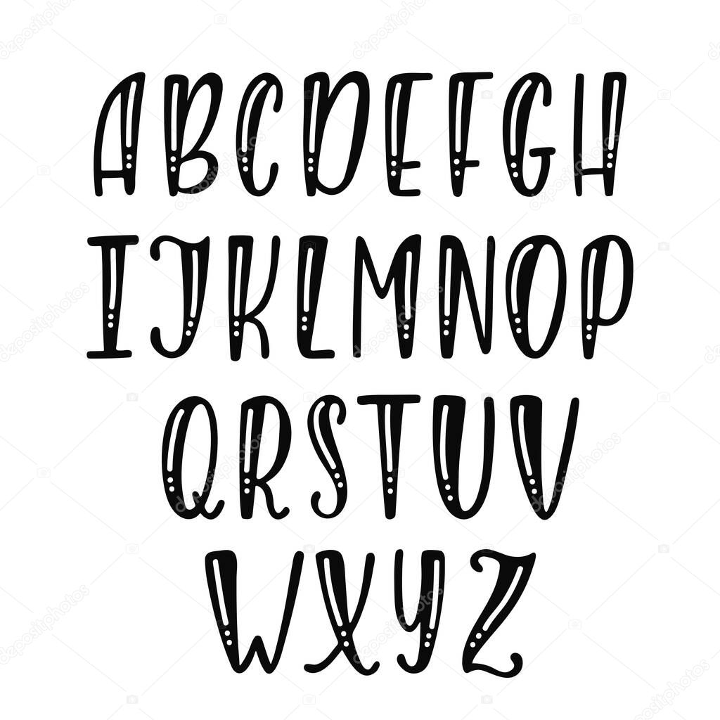 Handwritten vector font. Hand lettering and typography alphabet. Modern brush calligraphy
