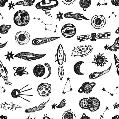 Şekillendirilmiş gece gökyüzü pürüzsüz desen. Vektör illüstrasyonu.