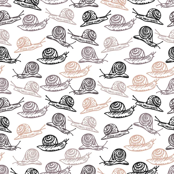 Seamless pattern with cute snails. Vector nursery background. — Stock Vector