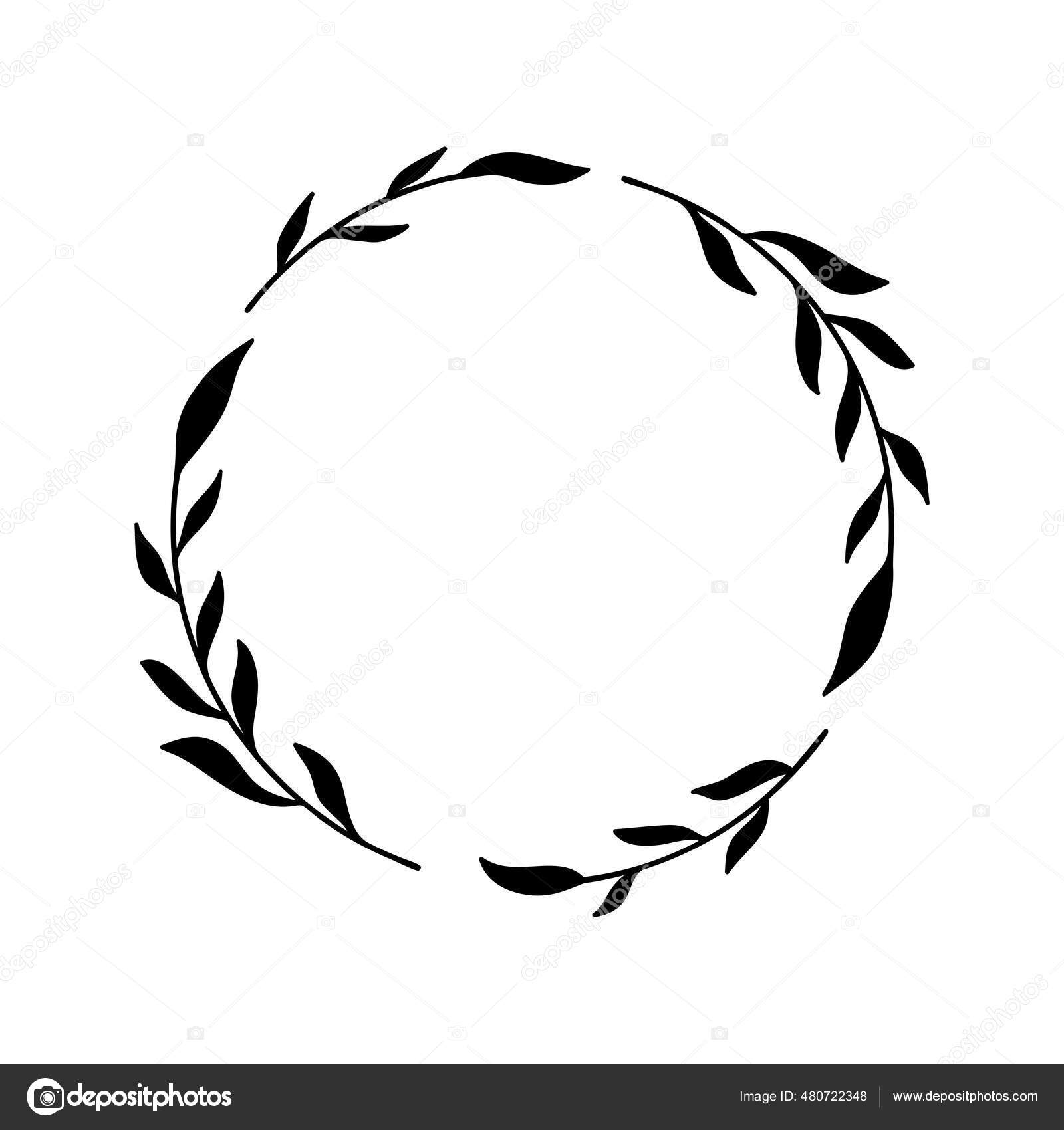 Corona Círculo Delicado Marco Floral Dibujado Mano Con Hojas Elemento  Vector de stock #480722348 de ©maroshka, image size:1600x1700