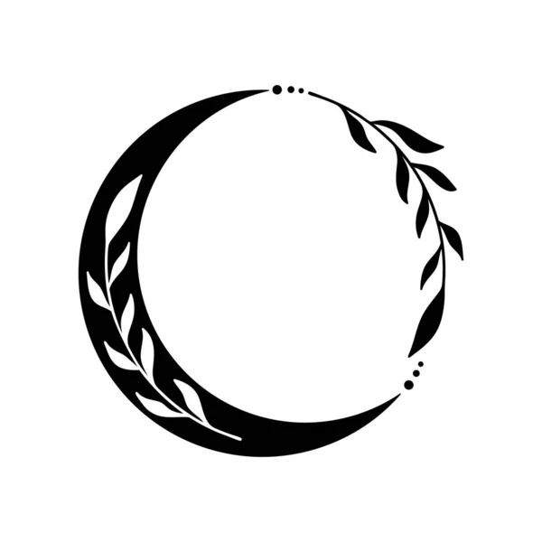 Delicate Cirkel Krans Met Hand Getekend Bloemenframe Met Bladeren Halve — Stockvector