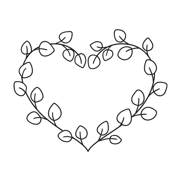 Marco Eucalipto Rústico Dibujado Mano Corona Corazón Floral Para Invitación — Vector de stock