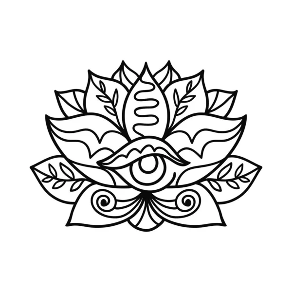 Disegno del tatuaggio del fiore di loto disegnato a mano. Modello grafico mandala. — Vettoriale Stock