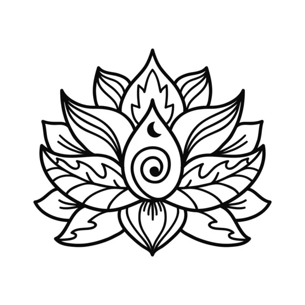 Diseño de tatuaje de flor de loto dibujado a mano. Patrón de mandala gráfico. — Archivo Imágenes Vectoriales