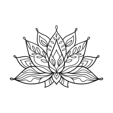 El çizimi nilüfer çiçeği dövmesi. Grafik mandala deseni.
