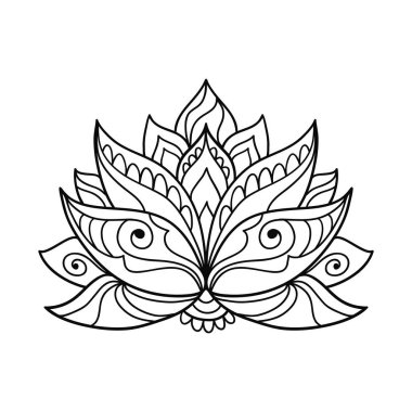 El çizimi nilüfer çiçeği dövmesi. Grafik mandala deseni.