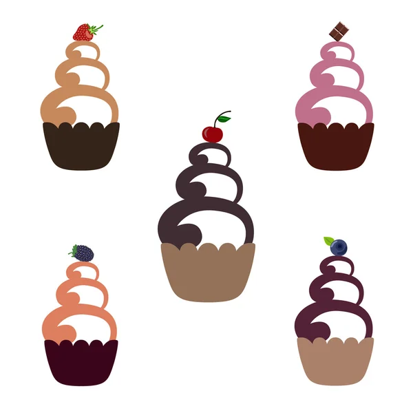 5 etiquetas de cupcakes, aisladas sobre fondo blanco — Vector de stock