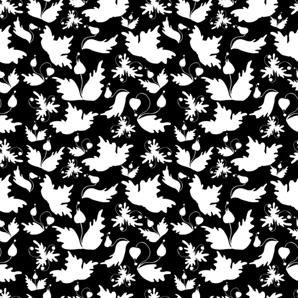 Seamlles motif de fleurs blanches sur noir — Image vectorielle