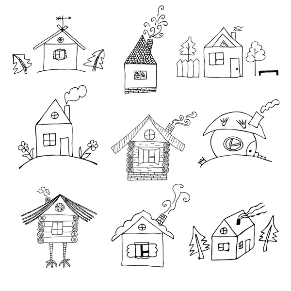 Iconos de casa de dibujos animados — Vector de stock