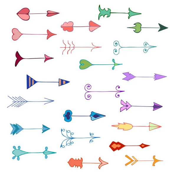 Hand drawn color arrows — Stock Vector