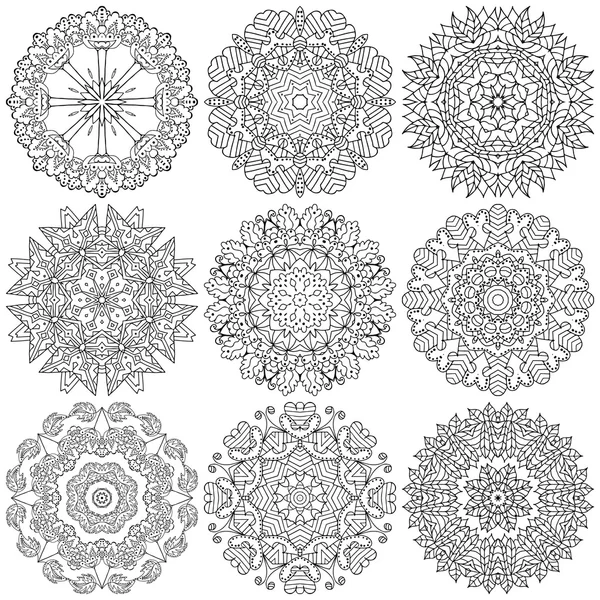 Conjunto de mandalas — Archivo Imágenes Vectoriales