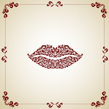 Ornate red lips clipart