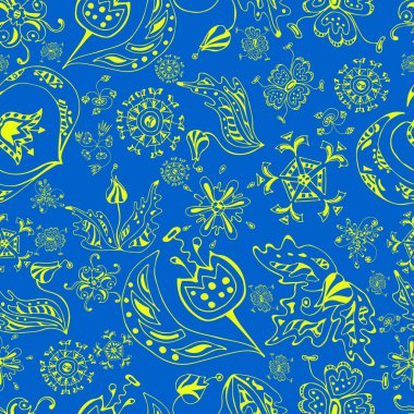 seamless flower pattern on blue background1