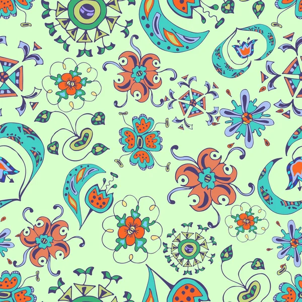 Fantasy colorfull flowers seamless pattern2 — Stockový vektor