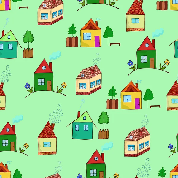 Seamless pattern wiht cartoon houses