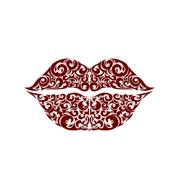 Ornate red lips — Stok Vektör