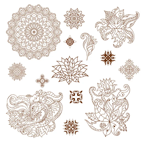 Henna tatuaje doodle vector elementos — Archivo Imágenes Vectoriales
