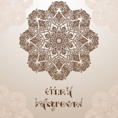 Etnik yuvarlak süsleme. Elle çizilmiş mandala