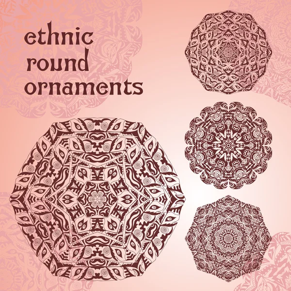 Ethnic round ornaments — Stock Vector