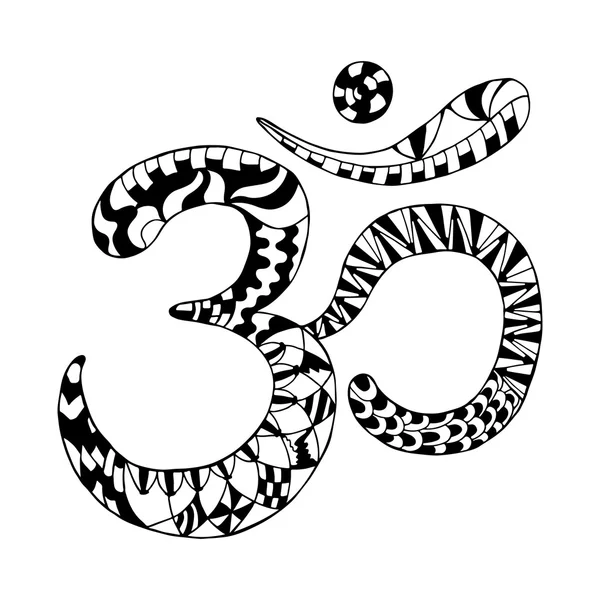 Zentangle Om szimbólum — Stock Vector