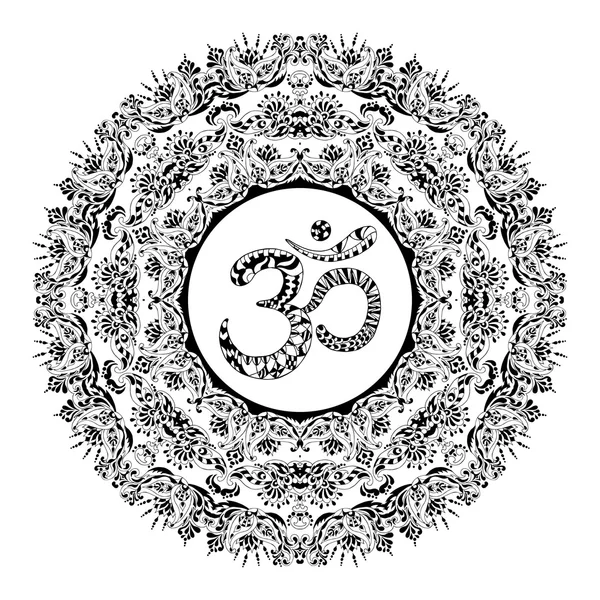 Символ Ом с мандалой — стоковый вектор