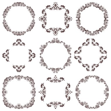 Siyah yuvarlak vintage çerçevelerin ayarla