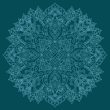 Ethnic round ornament. Hand drawn mandala. Henna mehndi design element. Orient traditional background. Lace circular ornament.