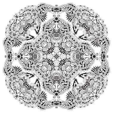 Ethnic round ornament. Hand drawn mandala. Henna mehndi design element.