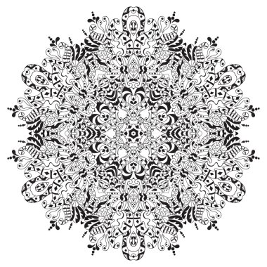 Ethnic round ornament. Hand drawn mandala. Henna mehndi design element.