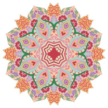 Renkli etnik süslemeli çiçek deseni. El yapımı mandala..