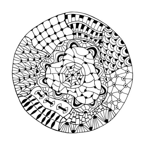 Hand drawn round lace ornament — 스톡 벡터