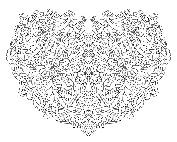 Handgezeichnetes Blumenherz — Stockvektor