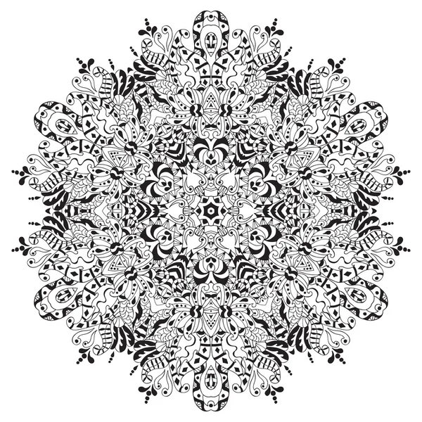 Adorno redondo étnico. Mandala dibujado a mano. Elemento de diseño Henna mehndi . — Archivo Imágenes Vectoriales
