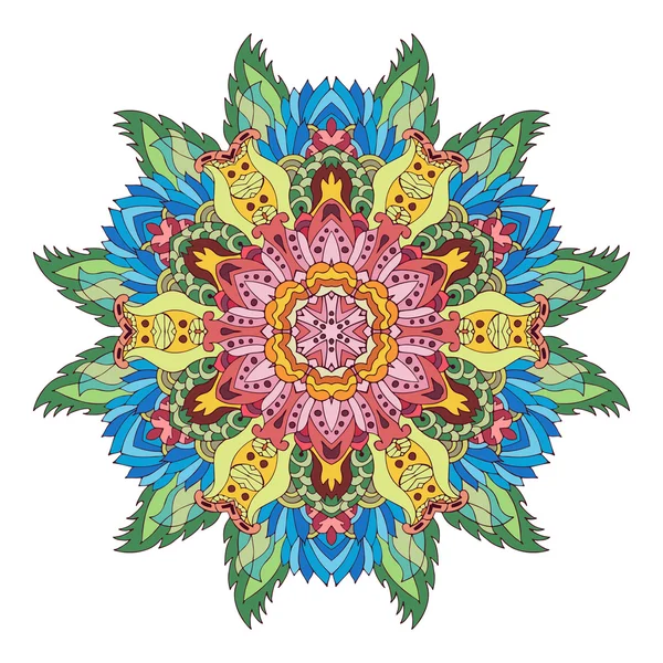 Color patrón floral ornamental étnico. Mandala dibujado a mano . — Archivo Imágenes Vectoriales