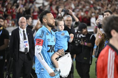 Rio de Janeiro, Brezilya, 9 Kasım 2025. Brezilya Futbol Şampiyonası, Flamengo ve Santos arasında Maracan Stadyumu 'nda oynanan maç. Oyuncu Neymar iş başında.