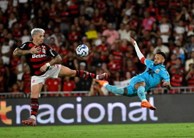 Rio de Janeiro, Brezilya, 9 Kasım 2025. Brezilya Futbol Şampiyonası, Flamengo ve Santos arasında Maracan Stadyumu 'nda oynanan maç. Oyuncu Neymar iş başında.