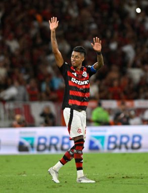 Rio de Janeiro, Brezilya, 9 Kasım 2025. Brezilya Futbol Şampiyonası, Flamengo ve Santos arasında Maracan Stadyumu 'nda oynanan maç. Oyuncu Neymar iş başında.