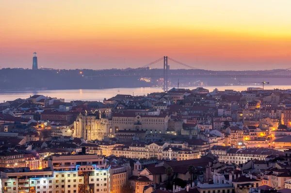 Sunset from the Monte Agudo viewpoint in Lisbon, capital of Portugal — Stock Photo, Image