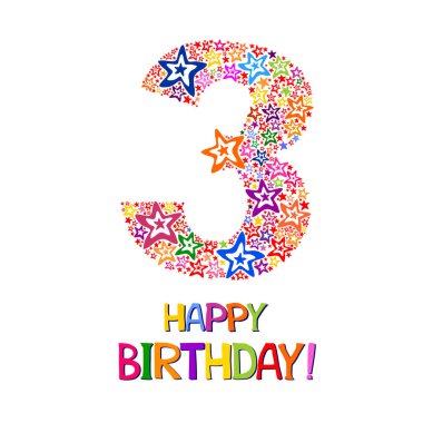 Happy birthday card. Celebration background with number 3 , firework and place for your text. Vector illustration